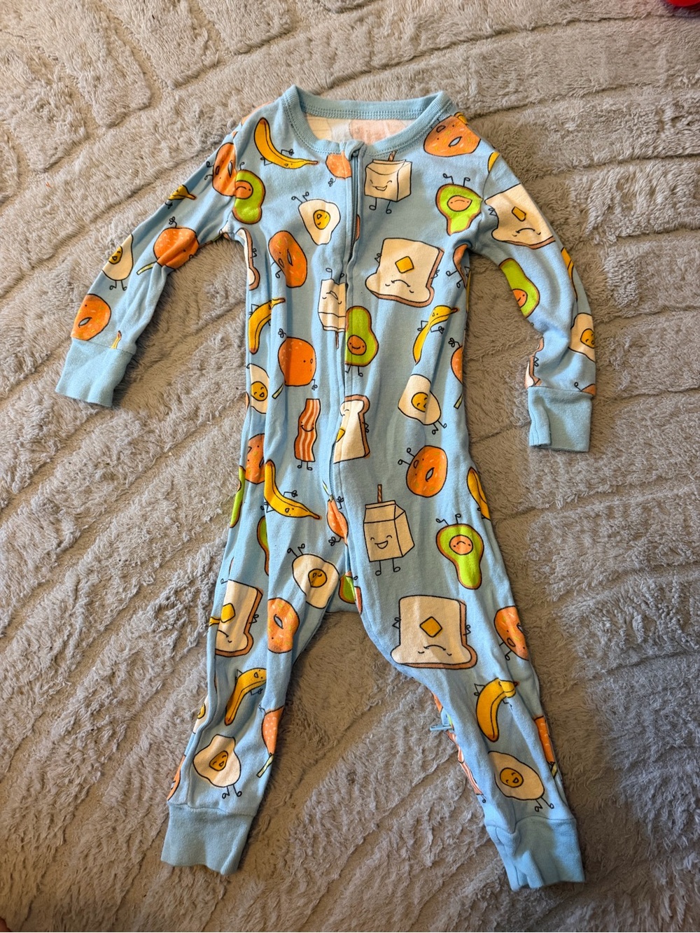 Old Navy Light Blue Breakfast Print Footed One-Piece